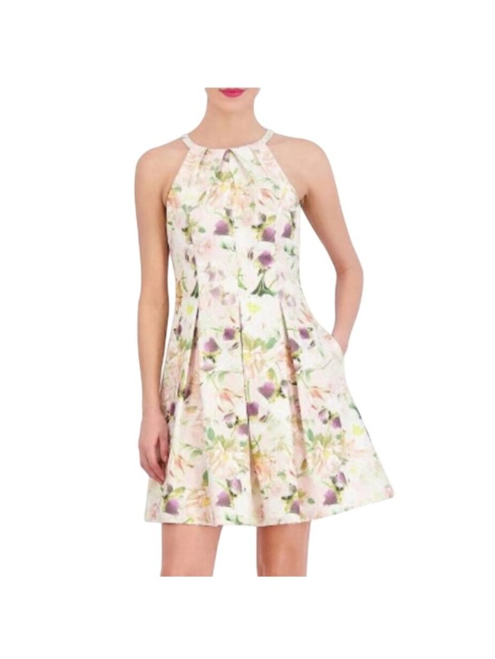 Vince Camuto Womens Floral Jacquard Sleeveless Fit & Flare Dress Size 8 NWT